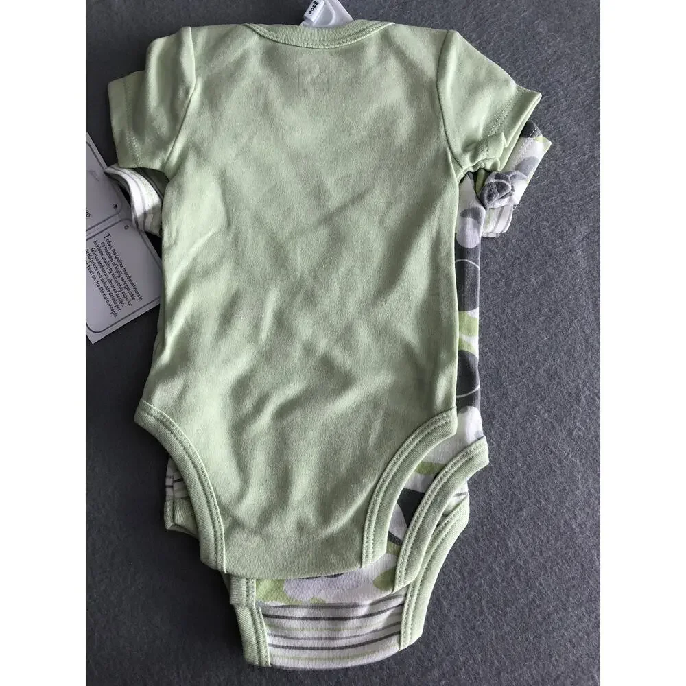 Quiltex 3-Pack Bodysuits in Green Infant 3 to 6 Months NEW